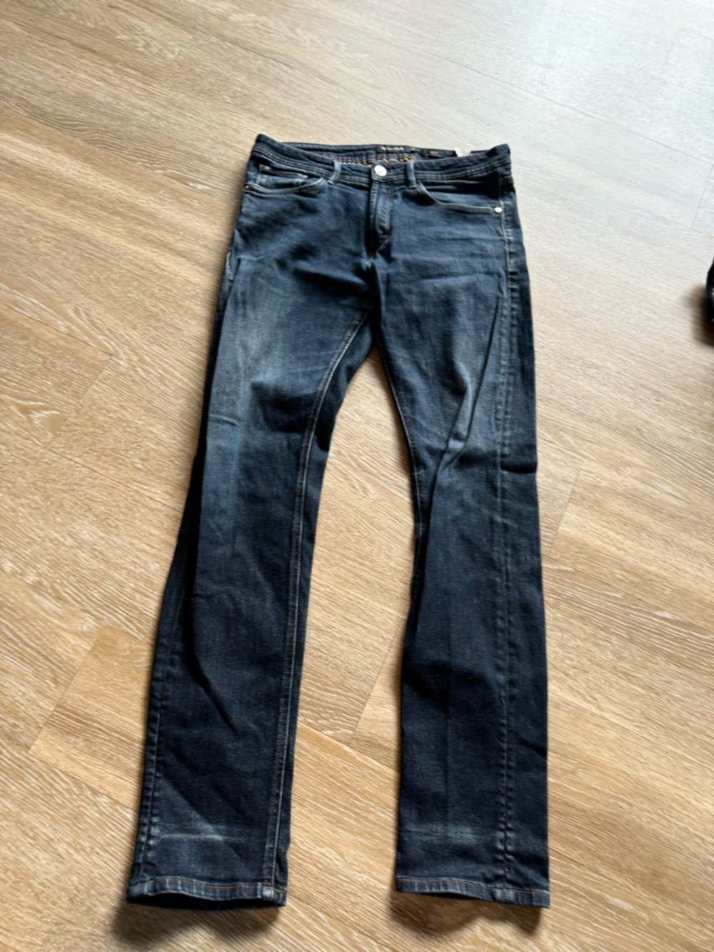 Massimo Dutti Men's Slim Straight Black Jeans